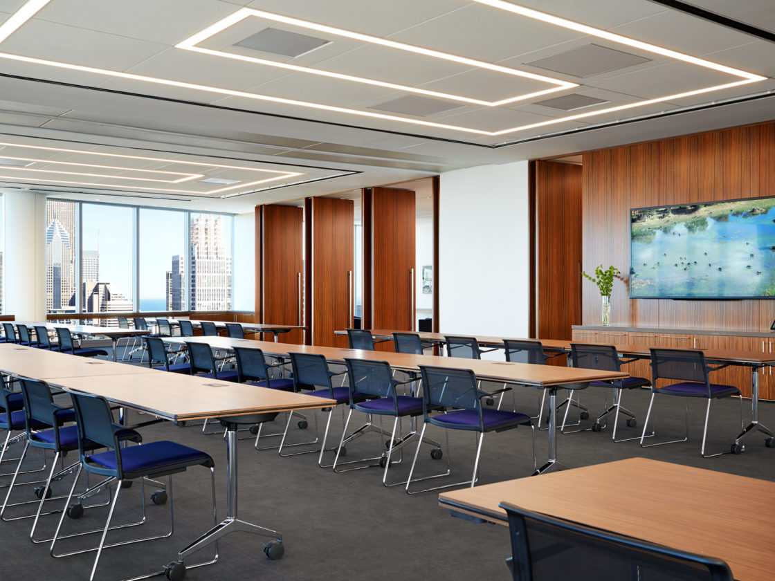 McDermott training room with movable dividing wall.